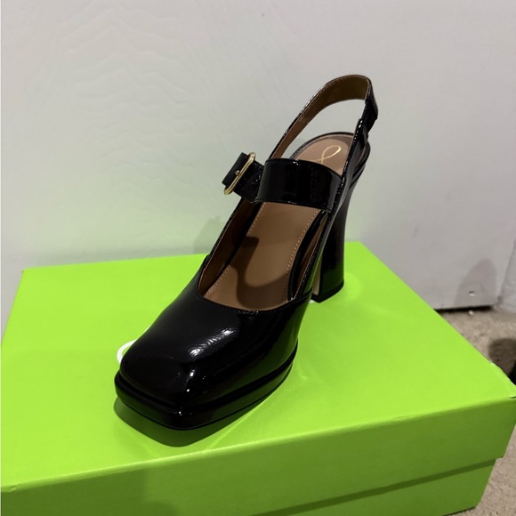 Sam Edelman Black Faux Patent Leather Mary Jane Heels NIB - Picture 5 of 13